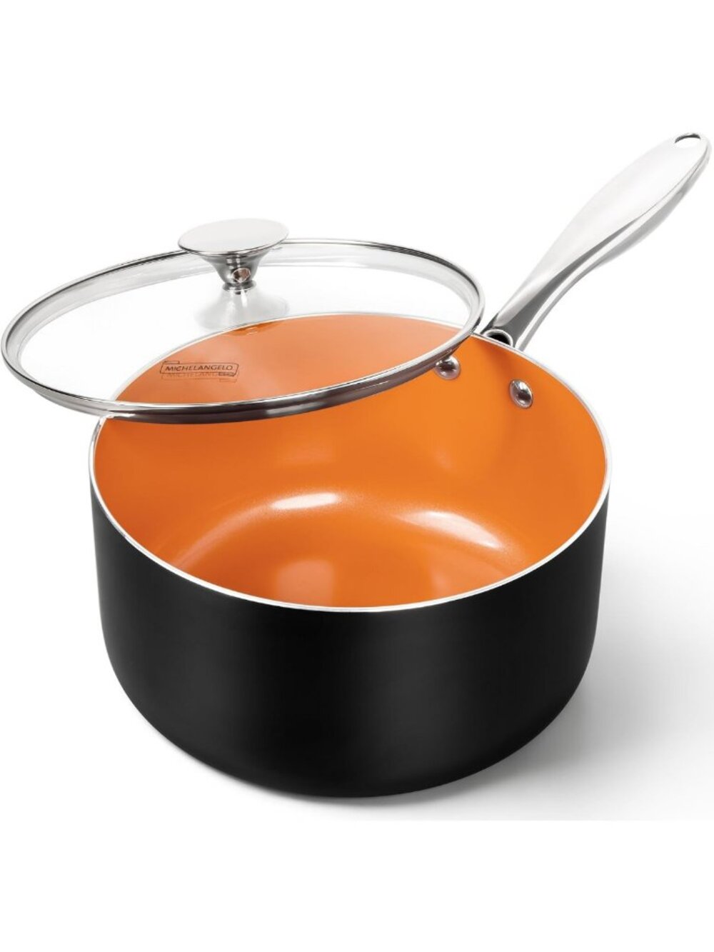 4 Quart Nonstick Saucepan with Lid - Ultra Ceramic Coating, Induction Compatible